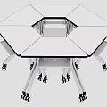 Student Table and Chair Splicing Table Combination Table and Chair Hexagonal Table Round Table 3d model
