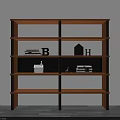 Modern Wooden Bookshelf With Brown Black Frame And Decorative Books Model House