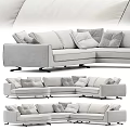 Gray Corner Sofa With Soft Pillows Multiple Views Modern Living Room Design 3d model