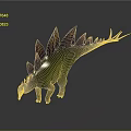 Green Stegosaurus Dinosaur 3D Model With Back Plates And Tail Spikes 3d model