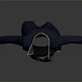 Stylish Black Long Coat With Golden Decorations Belt Purple Lining And Intricate Patterns