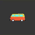 Two Orange and Yellow Buses with Roof Racks on Mirrored Reflection Background 3d model
