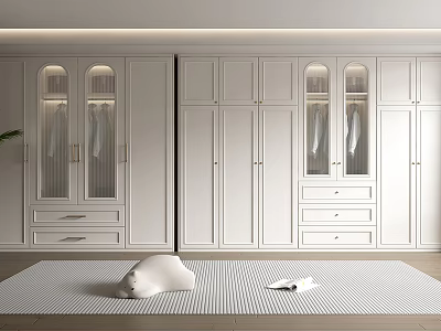 Modern White Wardrobe with Glass Doors and Drawers in Stylish Interior Design 3d model