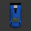 Glossy Blue Sports Car With Sleek Aerodynamic Design And Rear Spoiler