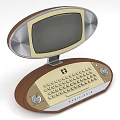 Vintage Retro Computer With Wooden Case Oval Screen And Keyboard