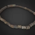 Ancient Bead Necklace With Cylindrical And Square Vintage Brown Gray Beads