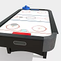 Sturdy Black Frame Air Hockey Table With White Surface And Colorful Pucks