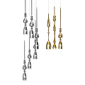 Modern Silver And Gold Metal Chandeliers With Multiple Pendant Designs For Interior