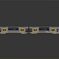 Modern Metro Trains with Silver Body Yellow Doors and Multiple Carriages