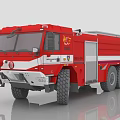 Red Heavy Duty Fire Truck With Multiple Wheels And Firefighting Equipment Features