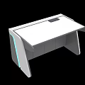 Modern Bar Counter Design With White Top Gray Cabinets And Blue LED Lights