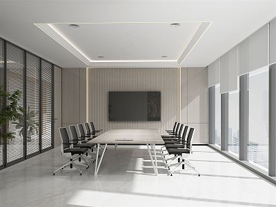 Modern Meeting Room Office Meeting Room Negotiation Room Meeting Room Glass High Blinds Glass Partition Wall Conference Table Rolling Shutter 3d model