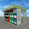 Green Roof Garbage Classification Collection Point With Colored Bins And Glass Windows