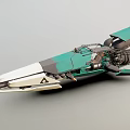 Green and White Futuristic Fighter Jet with Aerodynamic Design and Engine Details