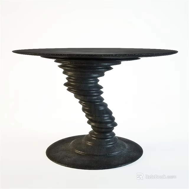 Modern Black Dining Table With Unique Spiral Base And Sleek Design 3d model 