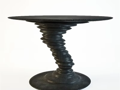 Modern Black Dining Table With Unique Spiral Base And Sleek Design 3d model