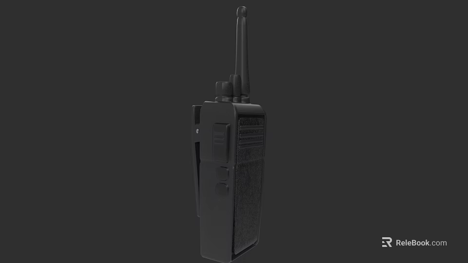 Black Walkie Talkie Device With Antenna And Portable Communication Structure Design 3d model 