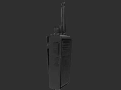 Black Walkie Talkie Device With Antenna And Portable Communication Structure Design 3d model