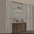Elegant Modern Wine Cabinet With Marble Countertop Glass Doors And Display Shelves