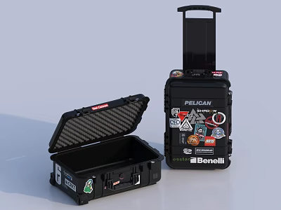 Pelican Benelli Hard Storage Case With Handle Wheels Lockable Latches Open Closed Design 3d model