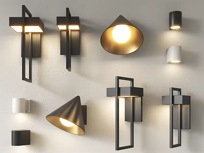 Modern Wall Lamps With Diverse Designs And Warm Lighting For Home Decoration 3d model