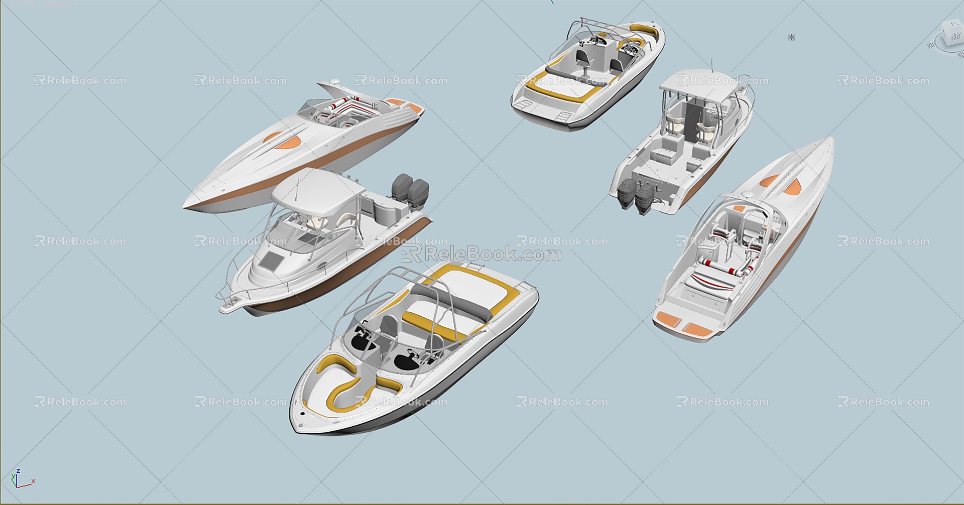 Speedboat Lifeboat Sightseeing Boat Speedboat Lifeboat Speedboat Yacht Rowing Boat Tourist Boat 3d model