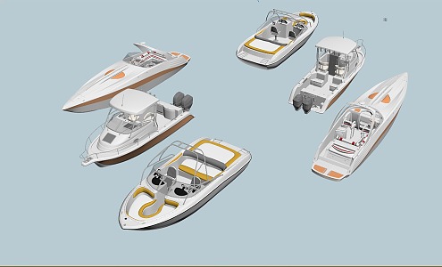 Speedboat Lifeboat Sightseeing Boat Speedboat Lifeboat Speedboat Yacht Rowing Boat Tourist Boat 3d model