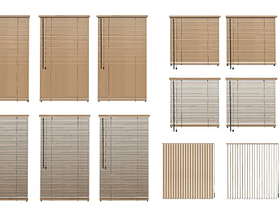 Window Blinds In Various Styles And Colors For Home Interior Decoration 3d model