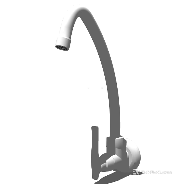 Modern Kitchen Faucet with Curved Spout Single Handle and Sleek Design 3d model 