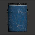 Sturdy Blue Barrel With Metal Handles Black Lid And Worn Surface