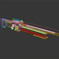 Futuristic Sniper Rifle With Scope Laser Sight And Purple Yellow Accents