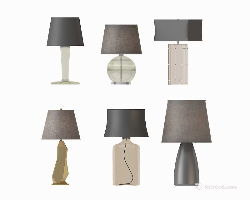 Elegant Modern Table Lamps With Various Stylish Designs And Unique Bases 3d model