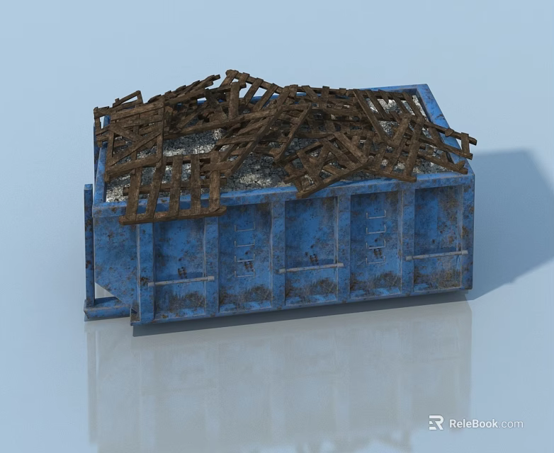 Blue Rustic Pet Cabinet With Metal Frame And Sturdy Storage Design 3d model 