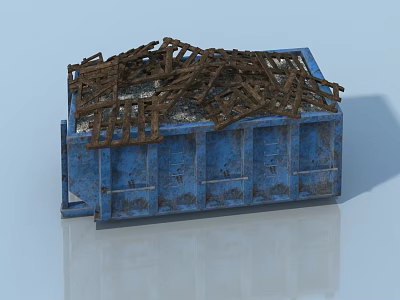 Blue Rustic Pet Cabinet With Metal Frame And Sturdy Storage Design 3d model