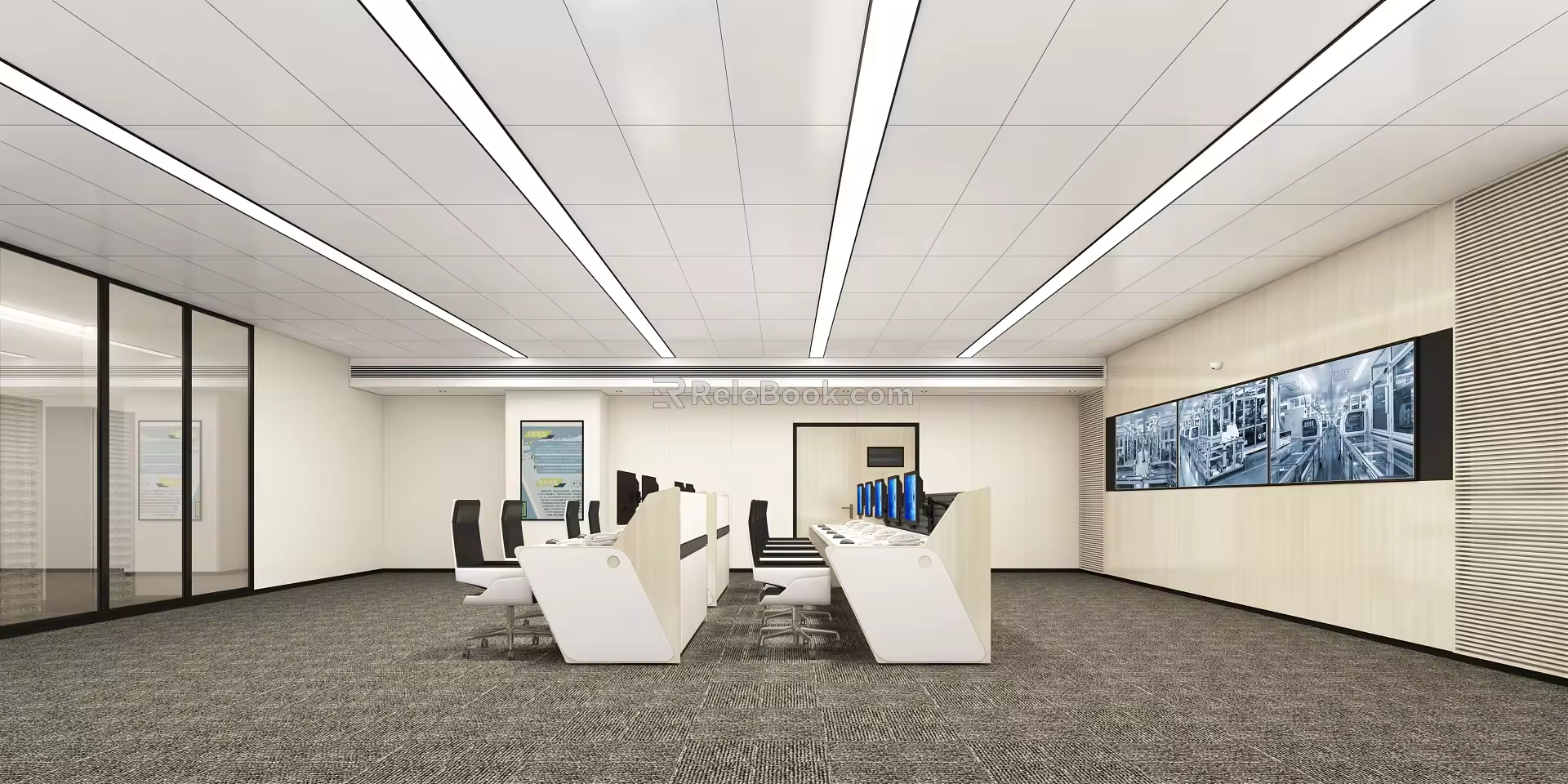 modern monitoring room 3d model