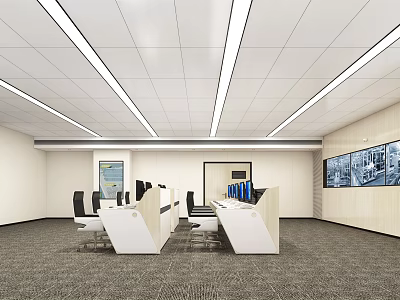modern monitoring room 3d model