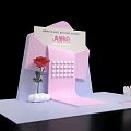 Interactive Area Featuring Pink Envelope Sincere Confession Red Rose And Cloud Decorations 3d model