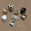 Various Wicker Fabric And Wooden Storage Baskets Organizing Clothes And Books