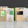 Resort Town Exhibition Booth With Wooden Panels Green Plants And Screen
