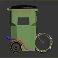 Innovative Green Trash Bin With Solar Panel Top And Colorful Bicycle Wheel Mobile Design