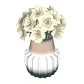 Elegant Floral Display With White Flowers In Silver Textured Geometric Vase