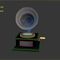 Vintage Gramophone Design With Copper Horn Black Base And Turntable