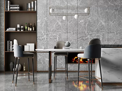 Light Luxury Bar Chair Combination 3d model