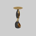 Modern Black And Gold Side Tables With Sculptural Curved Hollow Design