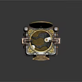 Vintage Ornate Mechanical Device With Roman Numeral Dial Symmetrical Decorative Metal Base Intricate Design