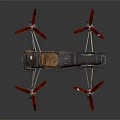 Vintage Sci Fi Spacecraft Featuring Brown Seat Pink Propellers And Metallic Frame