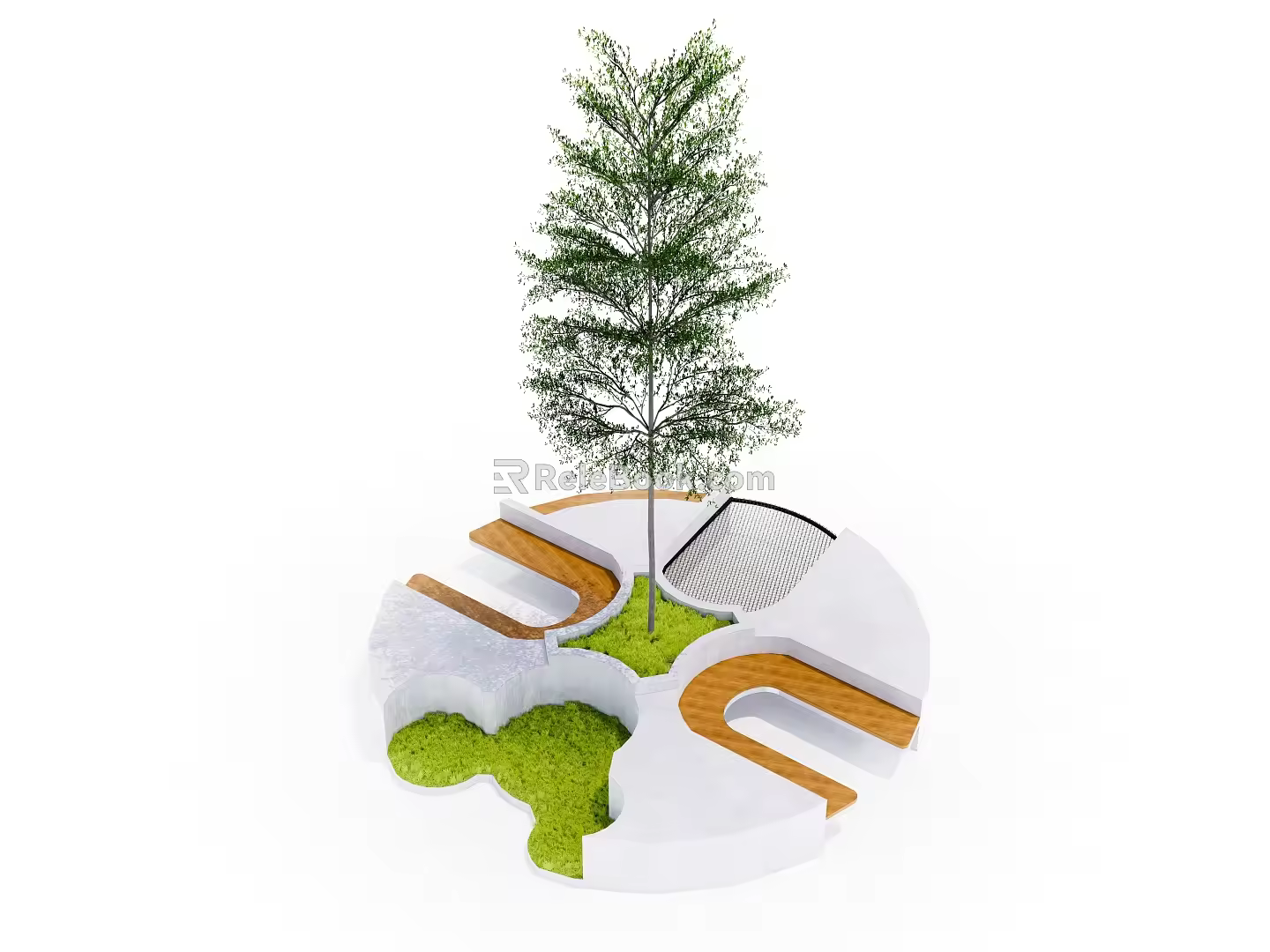 Modern Tree Pool Landscape Tree Pool Seat 3d model