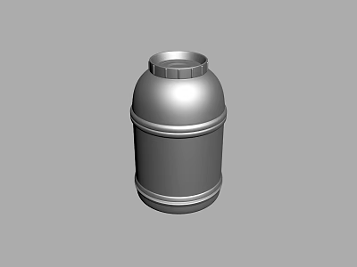 Silver Metal Cylindrical Container With Secure Lid And Ribbed Design For Storage 3d model