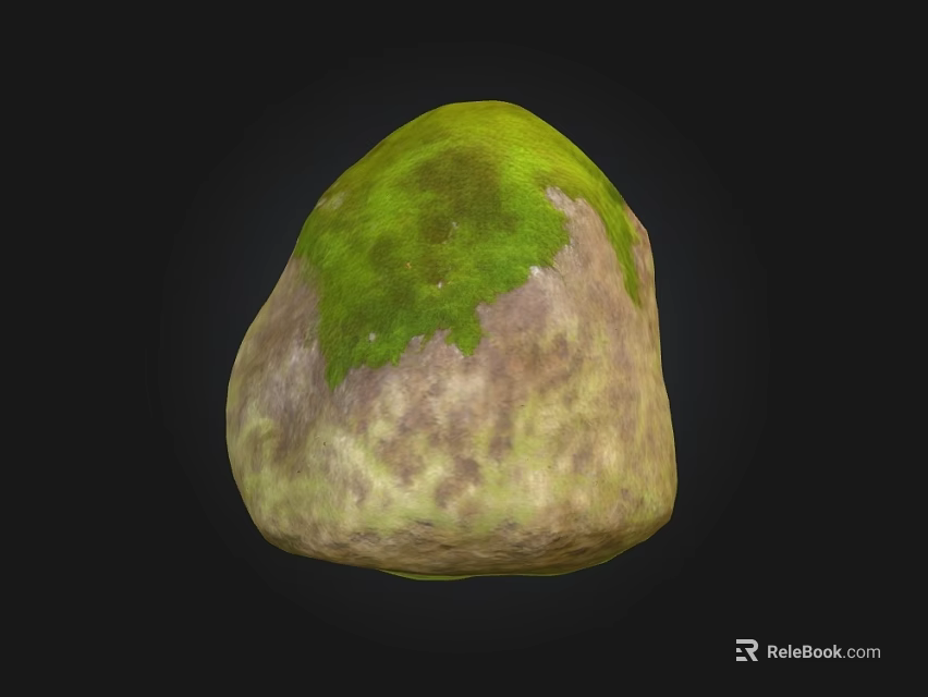 Rough Surface Stone With Green Moss And Wooden Details For Outdoor Design 3d model 