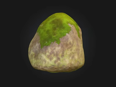 Rough Surface Stone With Green Moss And Wooden Details For Outdoor Design 3d model